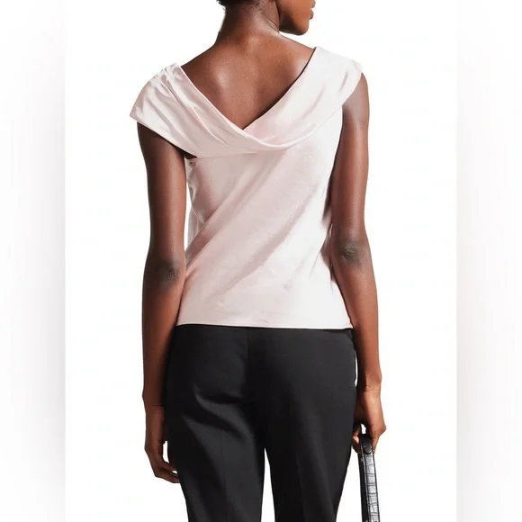 NWT Ted Baker WMB-Deanaah Draped Neck Straight Top in LT- Nude Size 4 - Picture 2 of 7